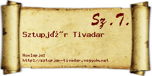 Sztupjár Tivadar névjegykártya
